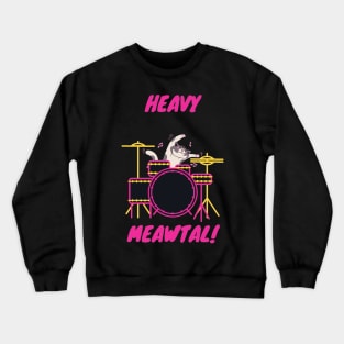 metal drummer cat Crewneck Sweatshirt